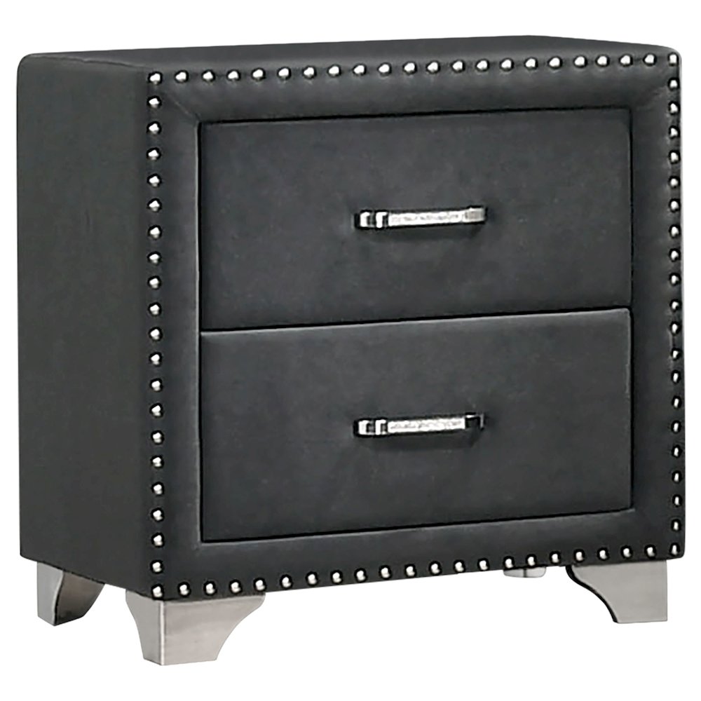 Melody Upholstered 2-drawer Nightstand Grey. Picture 1