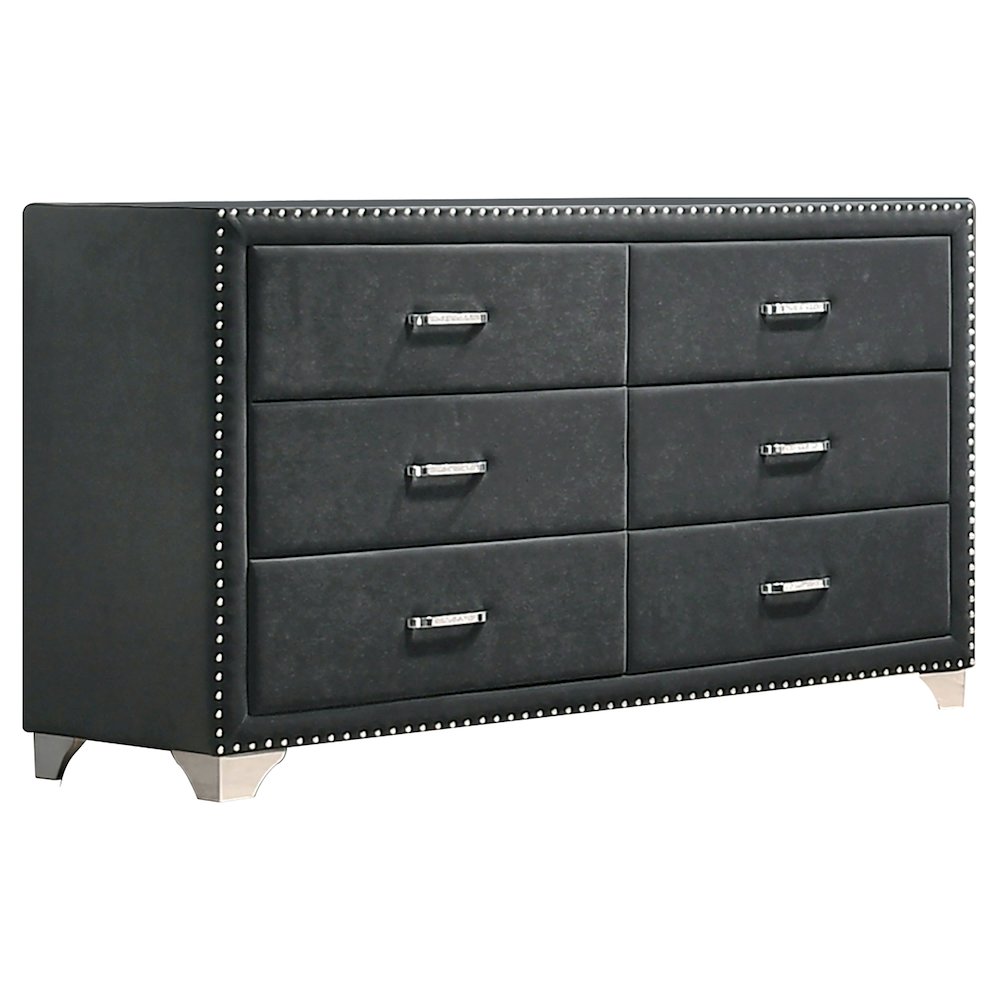 Melody 6-drawer Upholstered Dresser Grey. Picture 1