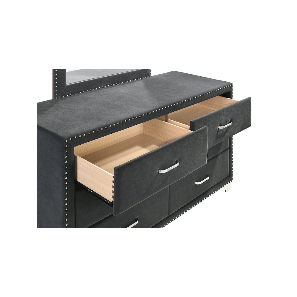 Melody 6-drawer Upholstered Dresser Grey. Picture 6