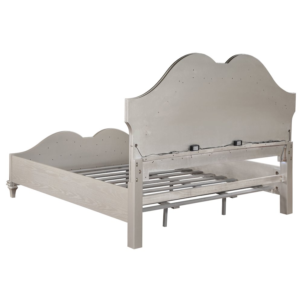 Evangeline Wood Eastern King LED Panel Bed Silver Oak. Picture 5