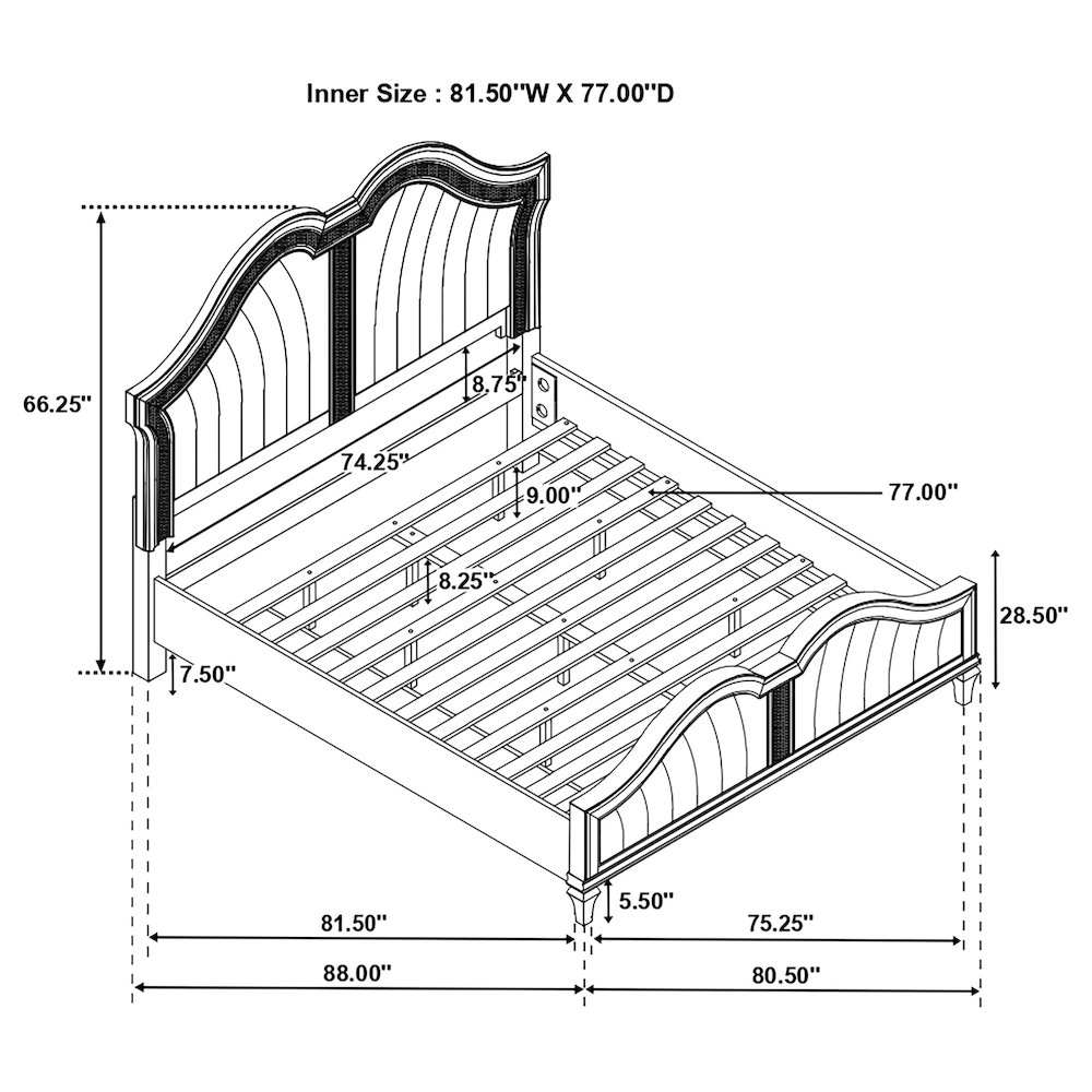 Evangeline Wood Eastern King LED Panel Bed Silver Oak. Picture 11