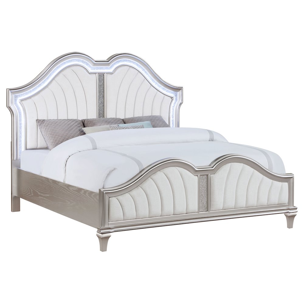 Evangeline Wood California King LED Panel Bed Silver Oak. Picture 3