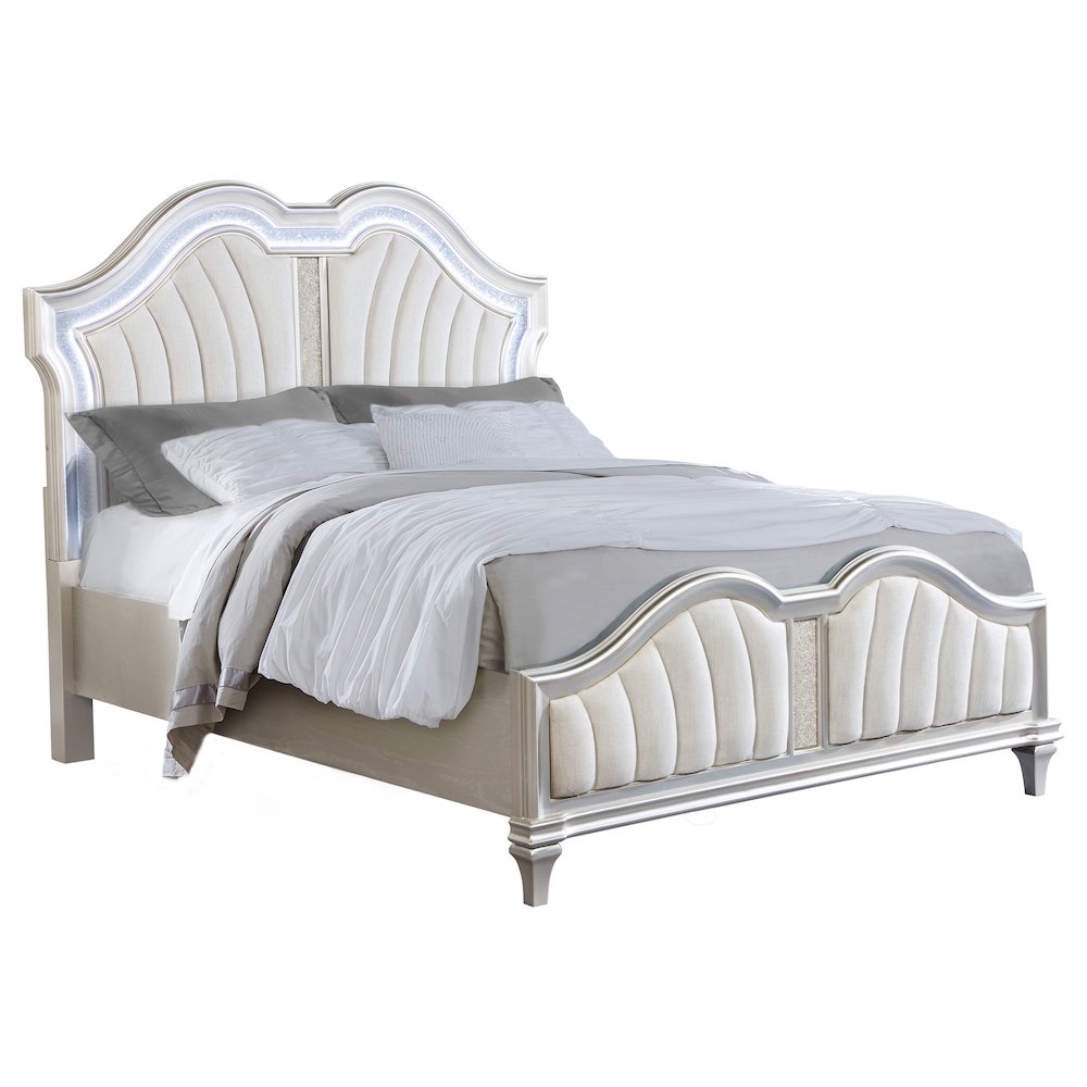 Evangeline Wood Queen LED Panel Bed Silver Oak. Picture 3