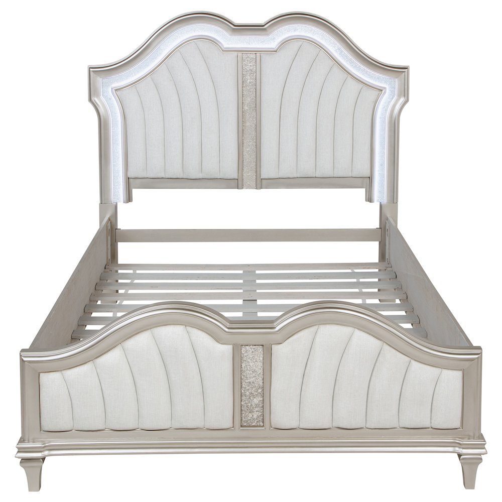 Evangeline Wood Queen LED Panel Bed Silver Oak. Picture 4