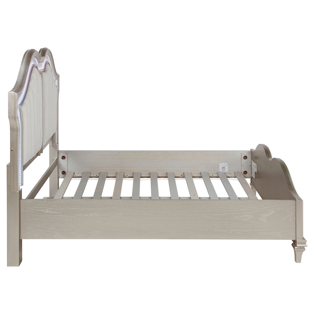 Evangeline Wood Queen LED Panel Bed Silver Oak. Picture 6