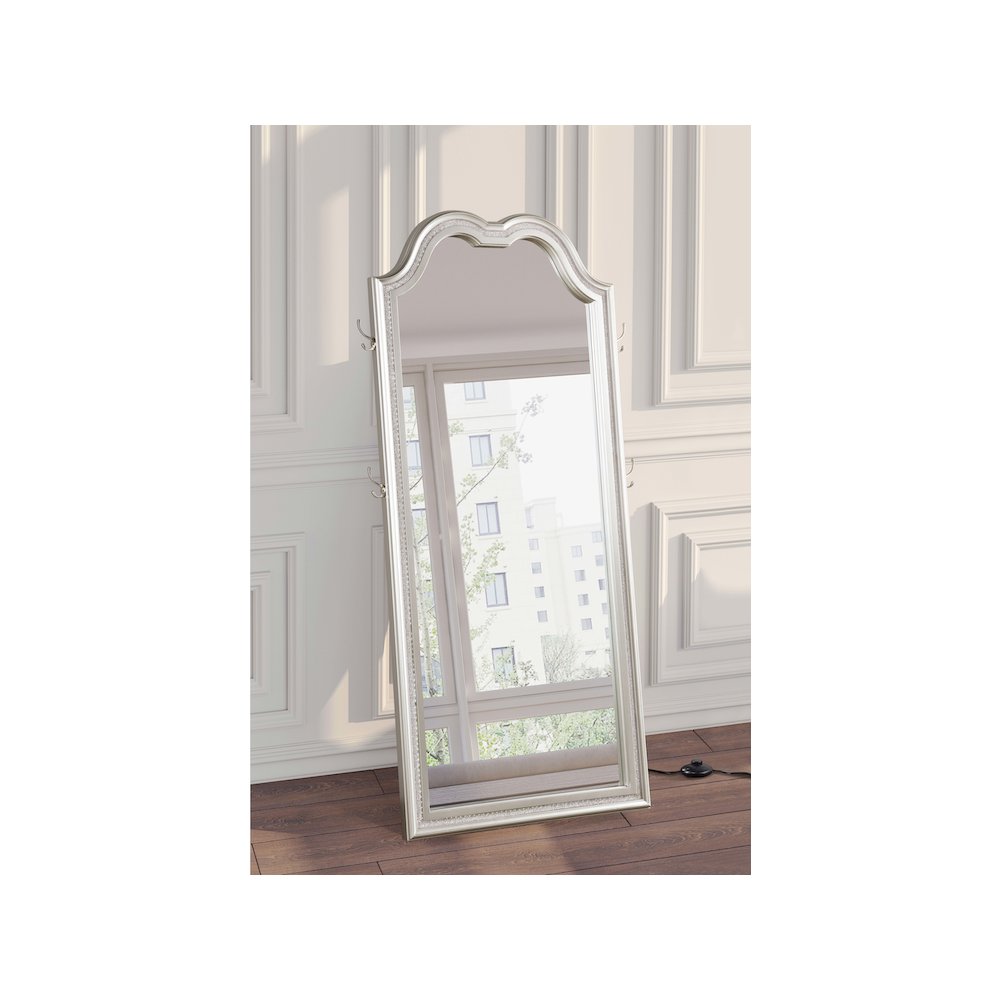 Evangeline Full Length LED Light Floor Mirror Silver Oak. Picture 9