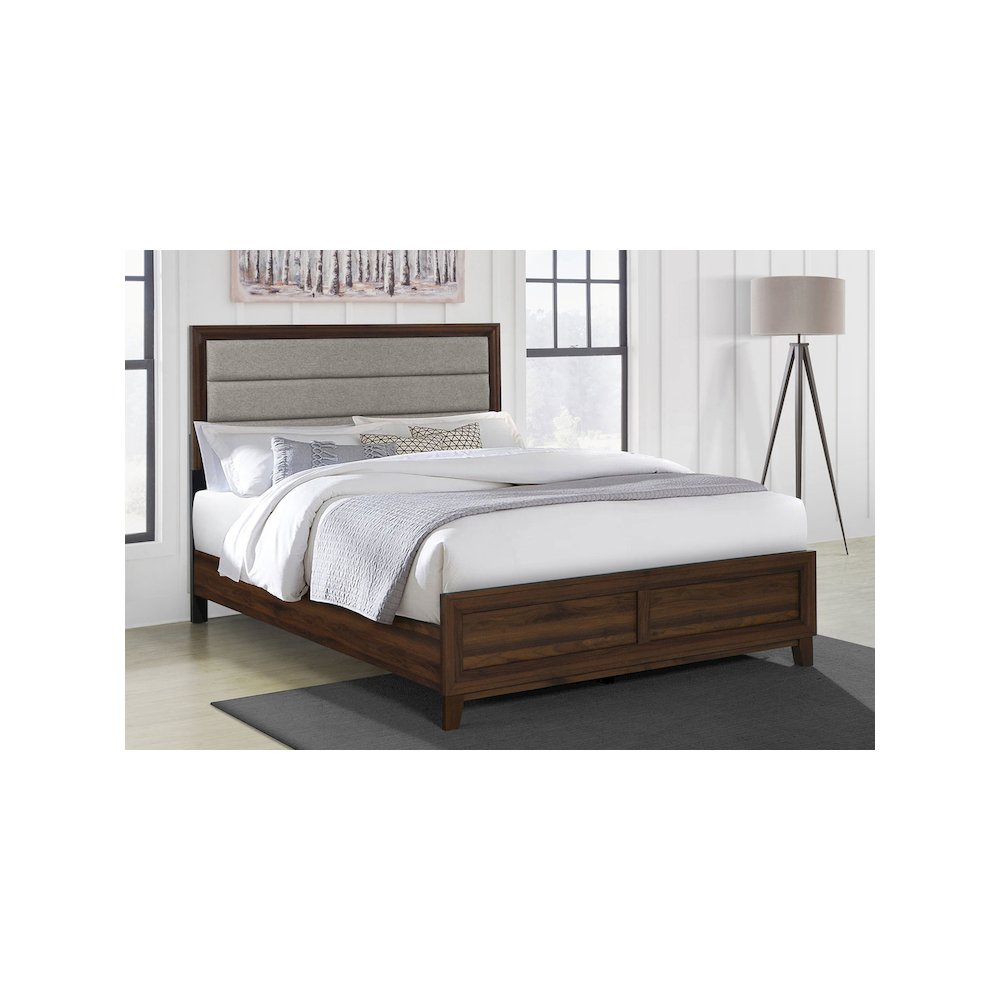 Welsley 50-inch Upholstered Eastern King Bed Walnut. Picture 6