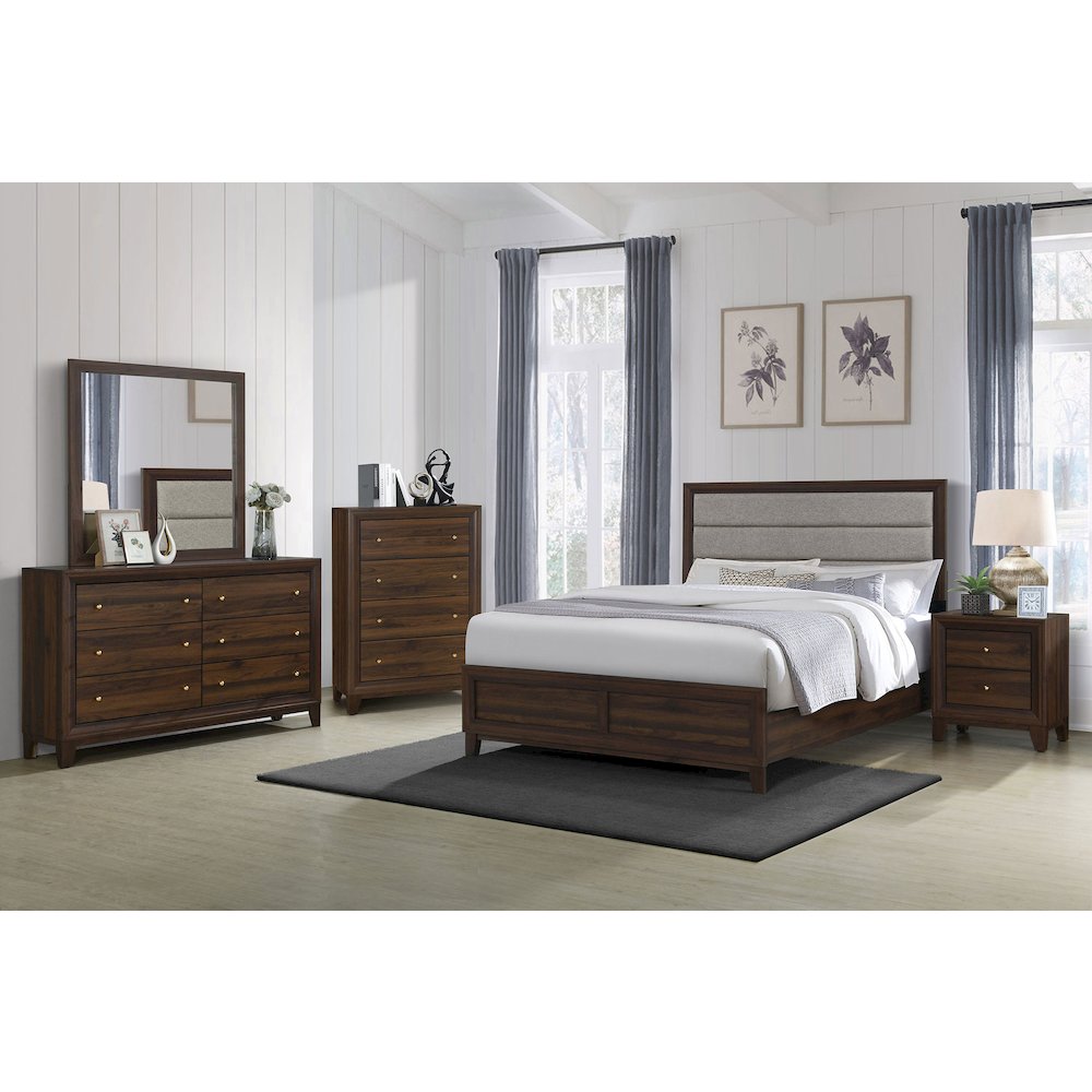 Welsley 50-inch Upholstered California King Bed Walnut. Picture 9
