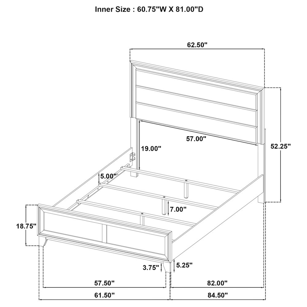 Welsley 50-inch Upholstered Queen Bed Walnut. Picture 9