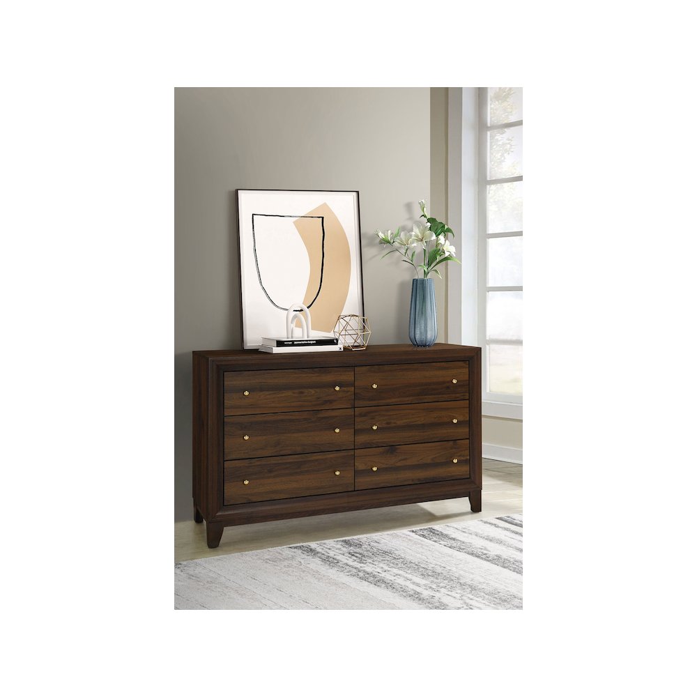 Welsley 6-drawer Dresser Cabinet Walnut. Picture 9