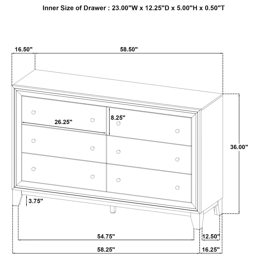 Welsley 6-drawer Dresser Cabinet Walnut. Picture 13