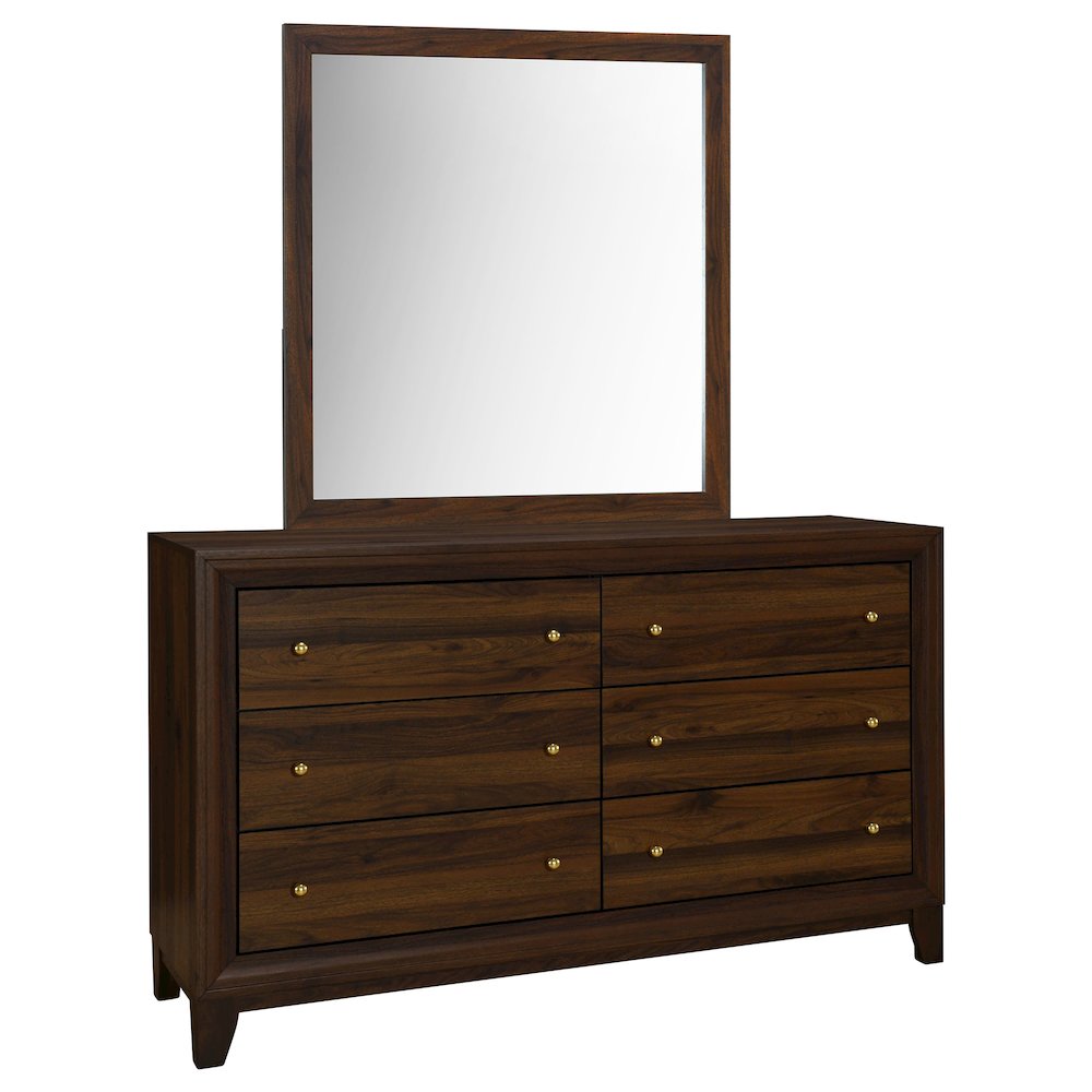 Welsley 6-drawer Dresser and Mirror Walnut. Picture 1