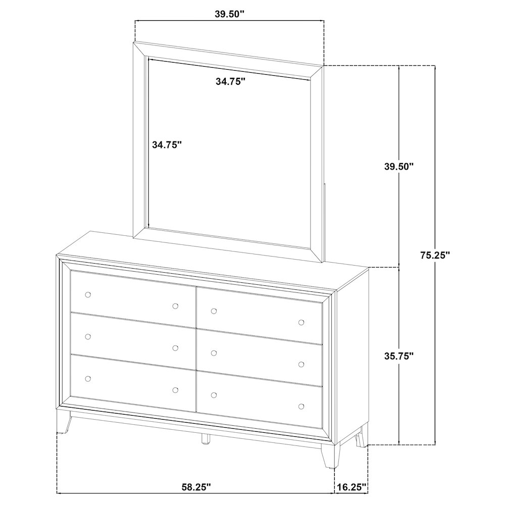 Welsley 6-drawer Dresser and Mirror Walnut. Picture 13