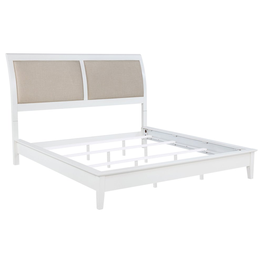 Bexhill 56-inch Upholstered Eastern King Panel Bed White. Picture 1