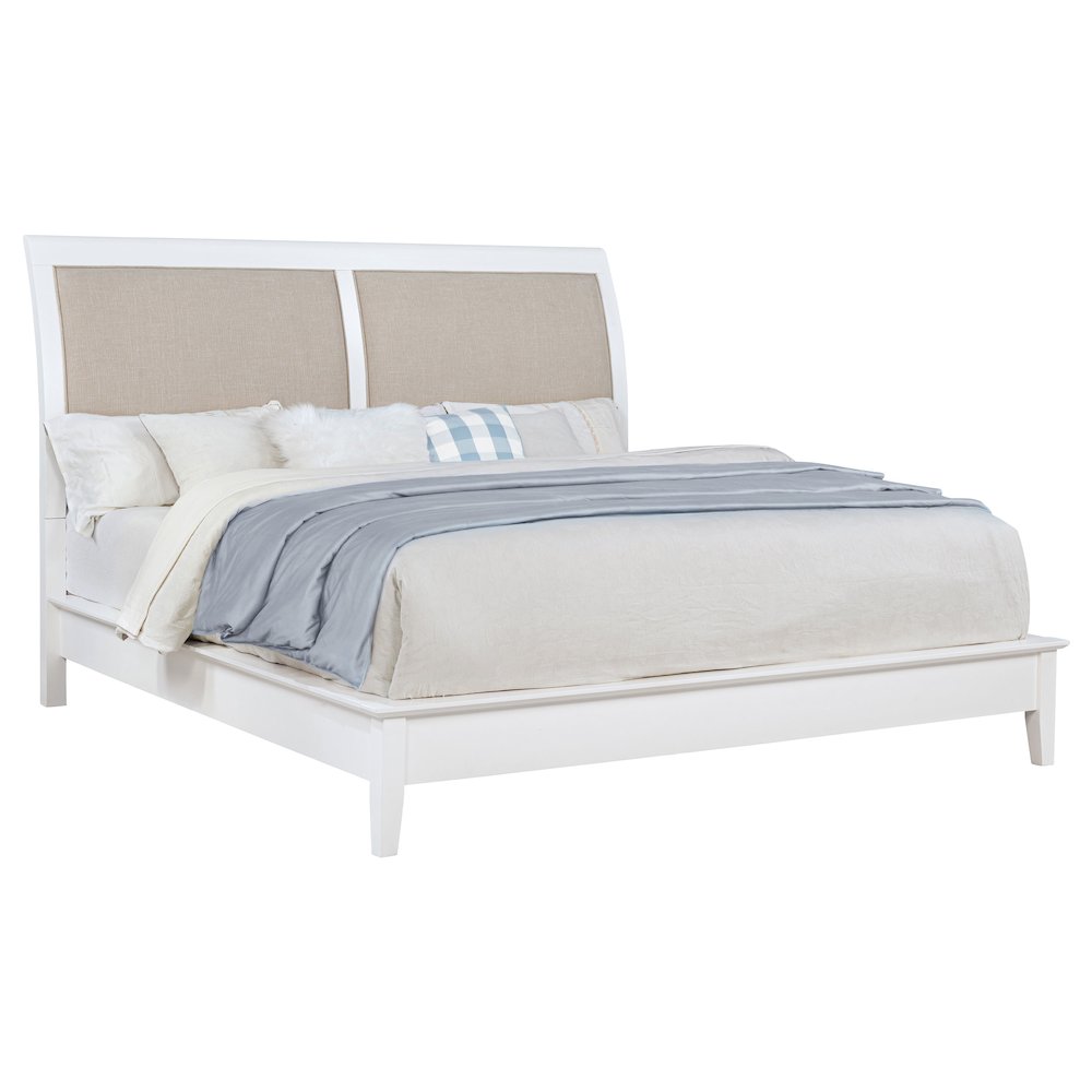 Bexhill 56-inch Upholstered Eastern King Panel Bed White. Picture 3