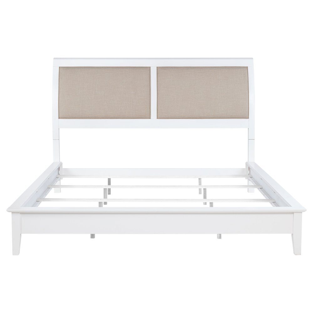 Bexhill 56-inch Upholstered Eastern King Panel Bed White. Picture 4