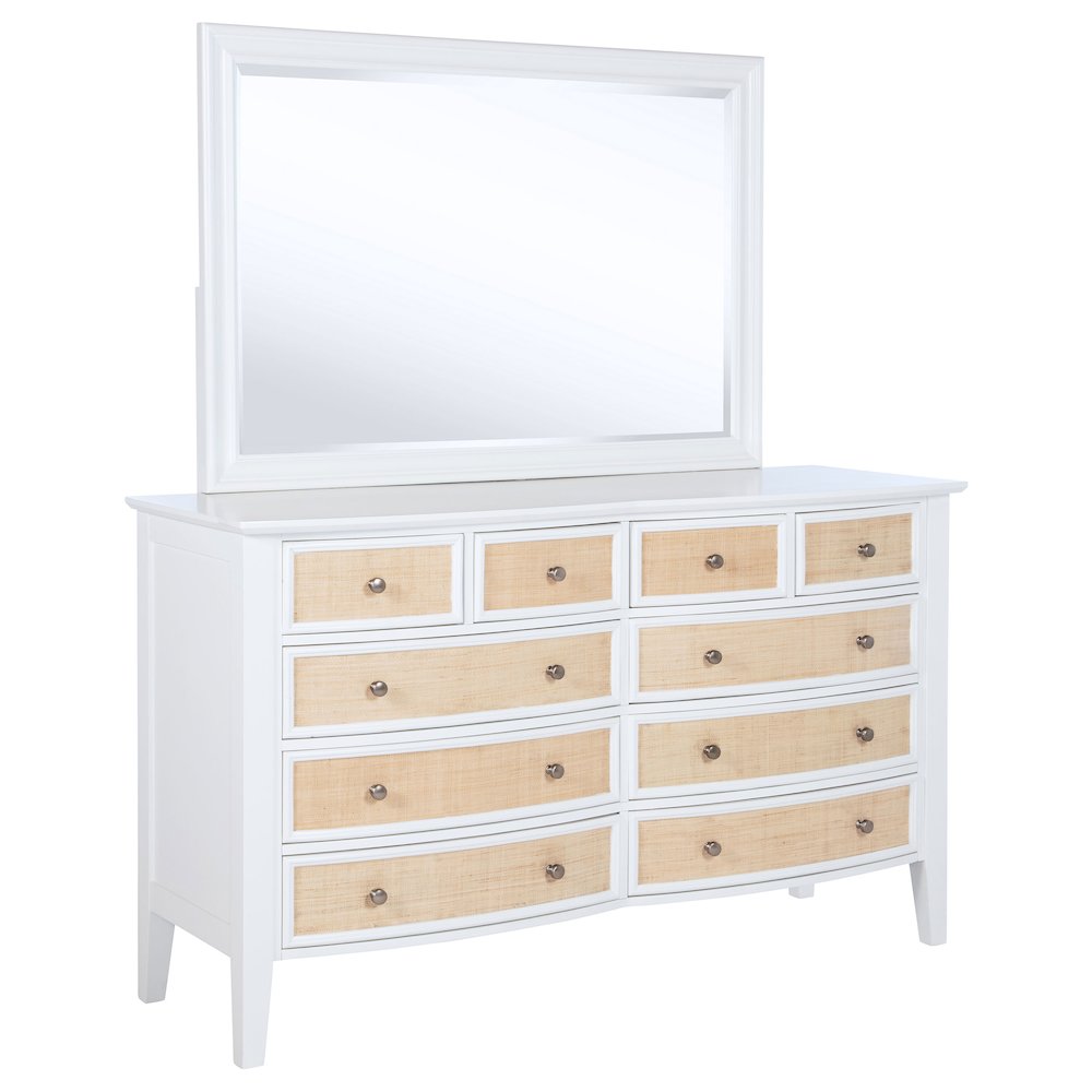 Bexhill 10-drawer Dresser and Mirror White. Picture 1
