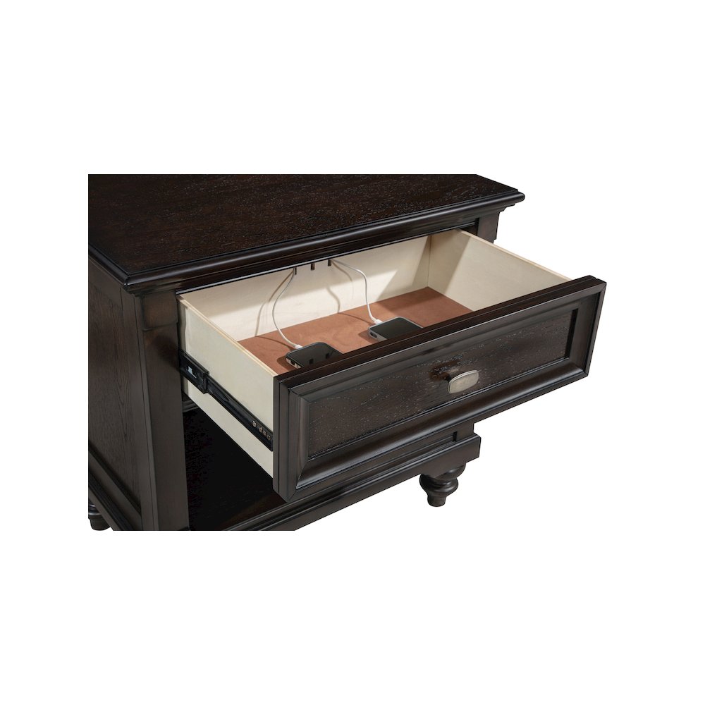 Andover 1-drawer Nightstand Bedside Table Dark Oak. Picture 13