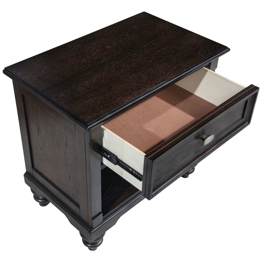 Andover 1-drawer Nightstand Bedside Table Dark Oak. Picture 14