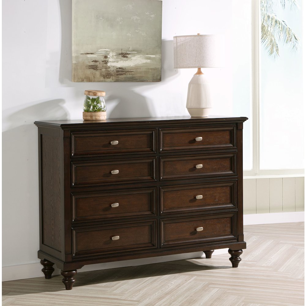 Andover 8-drawer Dresser Cabinet Dark Oak. Picture 10