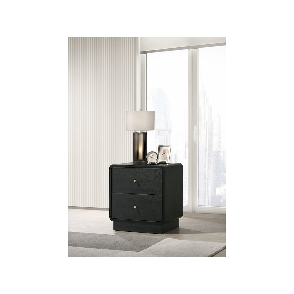 Cavelle 2-drawer Nightstand Bedside Table Black. Picture 10