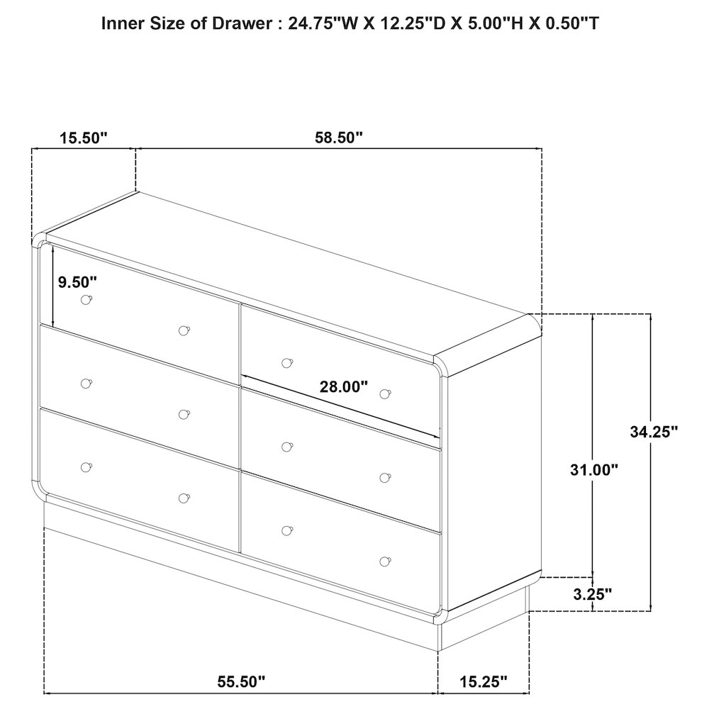 Cavelle 6-drawer Dresser Cabinet Black. Picture 15