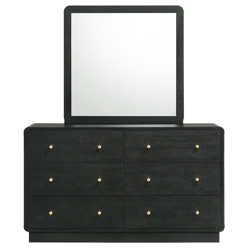 Cavelle 6-drawer Dresser and Mirror Black. Picture 3