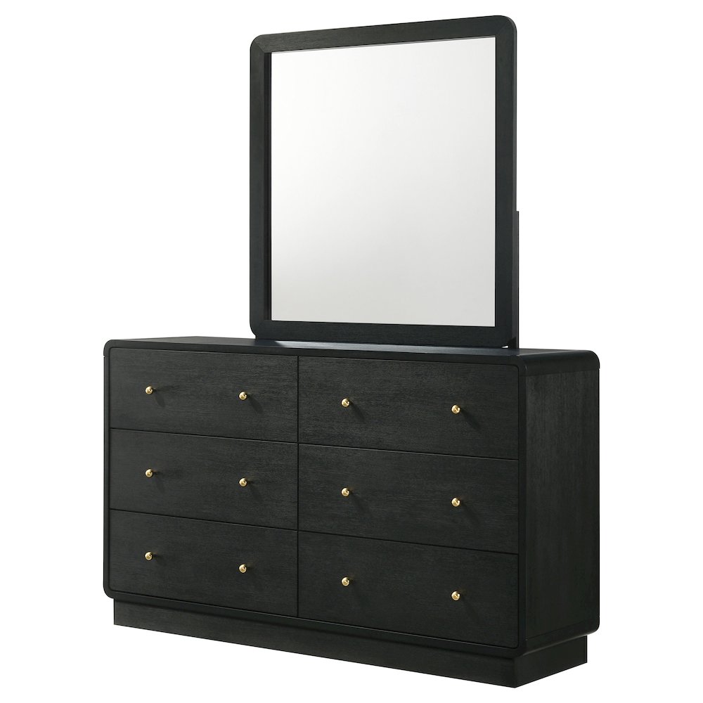 Cavelle 6-drawer Dresser and Mirror Black. Picture 4