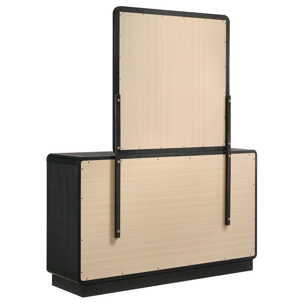 Cavelle 6-drawer Dresser and Mirror Black. Picture 6