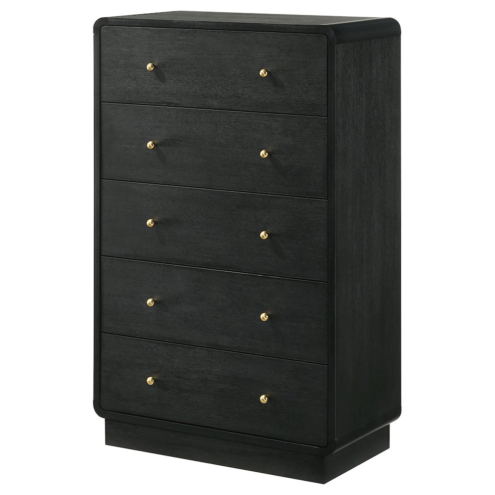 Cavelle 5-drawer Chest of Drawers Black. Picture 4