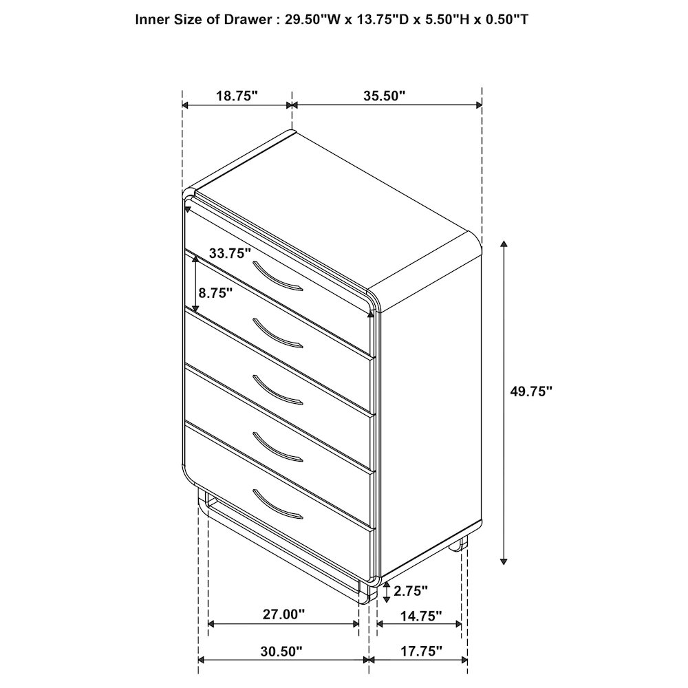 Amsbury 5-drawer Chest of Drawers Nutmeg. Picture 14