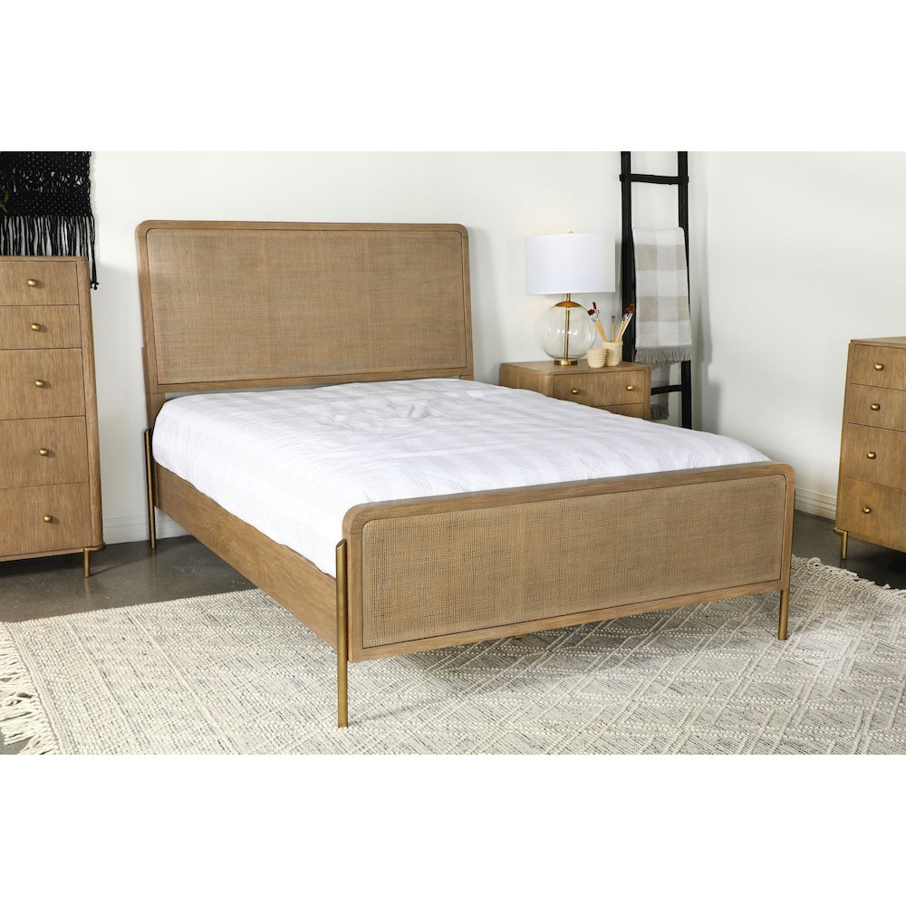 Arini Rattan California King Panel Bed Sand Wash and Natural. Picture 2