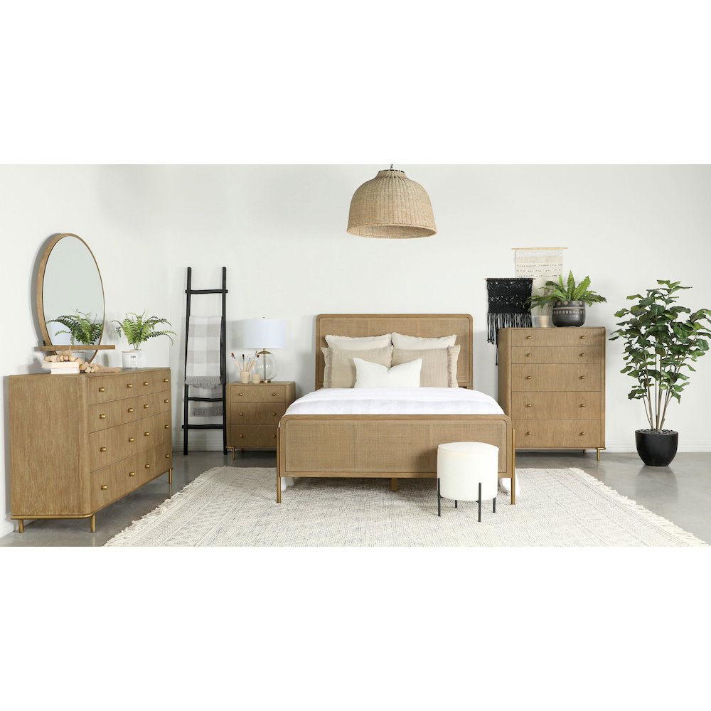 Arini Rattan California King Panel Bed Sand Wash and Natural. Picture 12