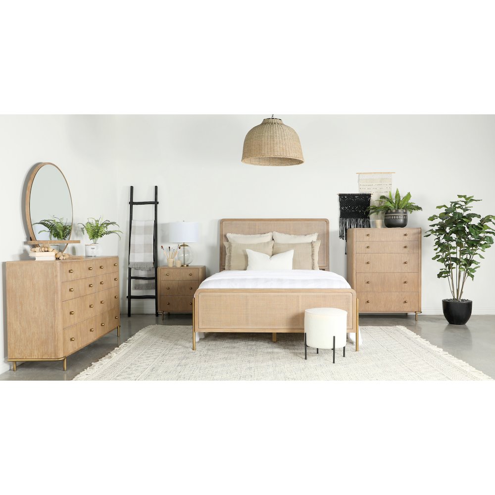 Arini Rattan California King Panel Bed Sand Wash and Natural. Picture 1