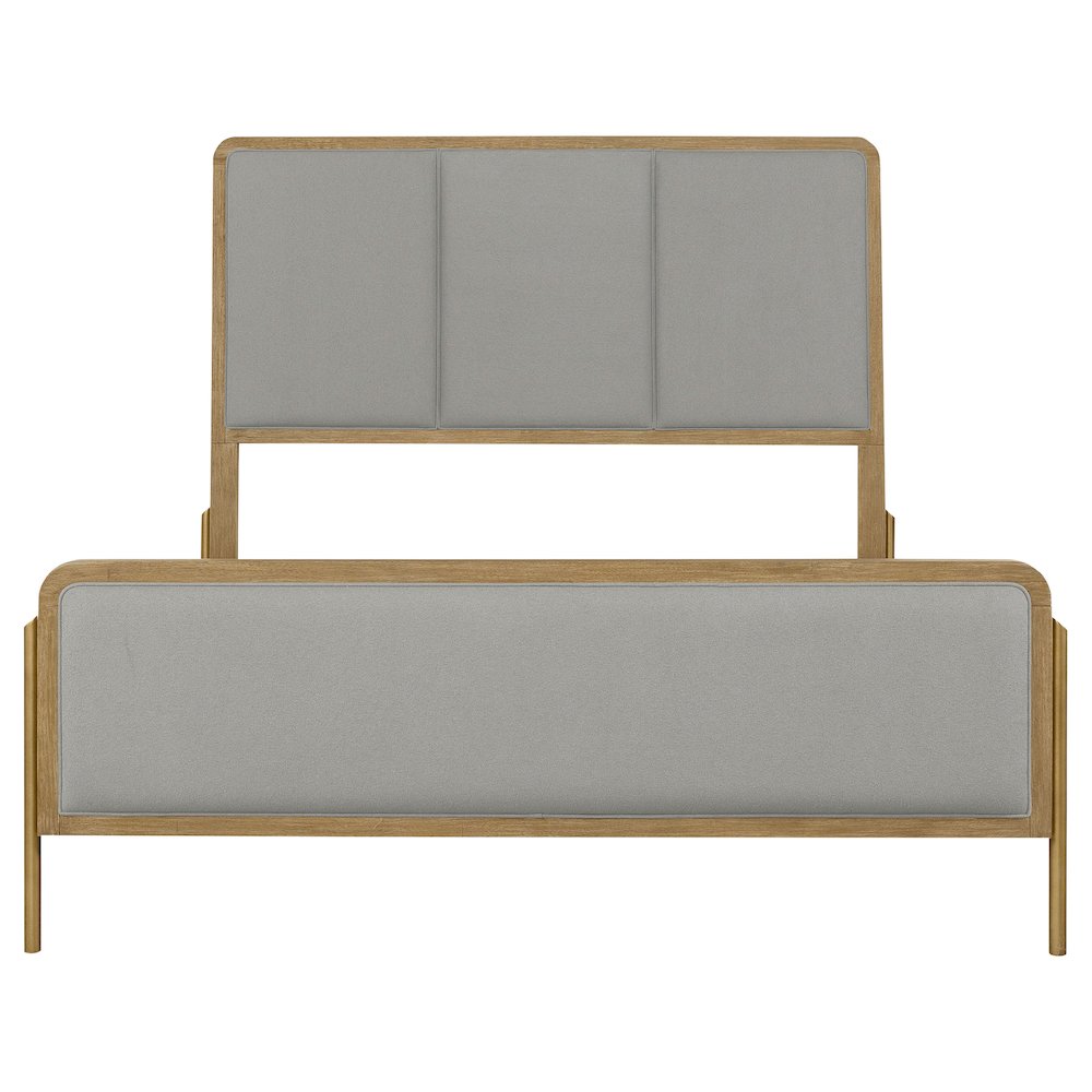 Arini Upholstered Eastern King Panel Bed Sand Wash and Grey. Picture 3