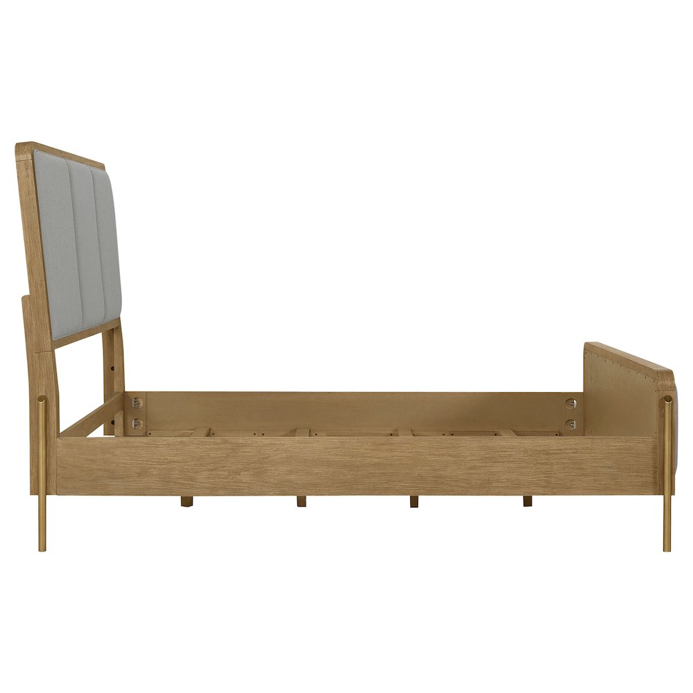 Arini Upholstered Eastern King Panel Bed Sand Wash and Grey. Picture 5