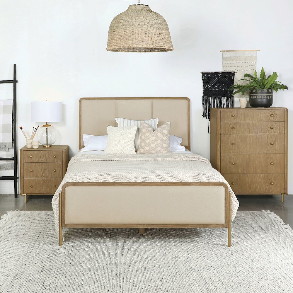 Arini 56-inch Queen Panel Bed Cream and Sand Wash. Picture 2