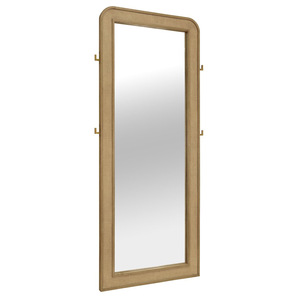 Arini Cane Weave Full Length Standing Floor Mirror Sand Wash. Picture 1