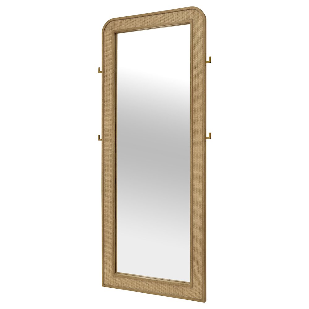 Arini Cane Weave Full Length Standing Floor Mirror Sand Wash. Picture 4