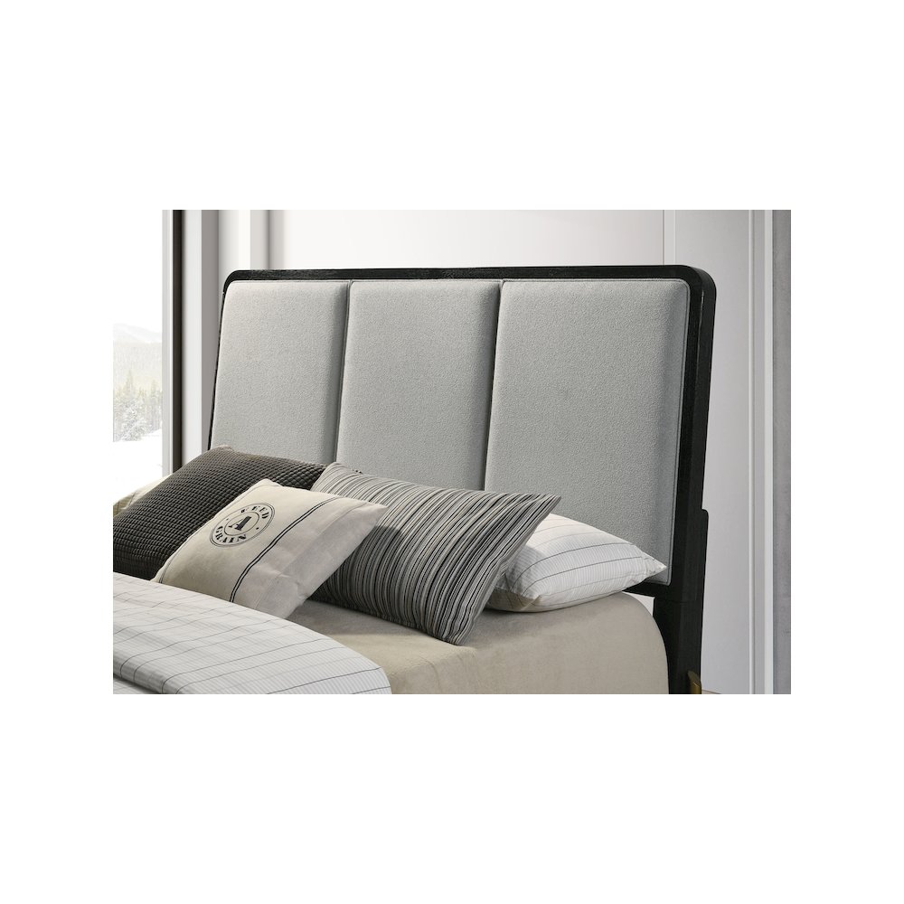 Arini Upholstered Eastern King Panel Bed Black and Grey. Picture 8