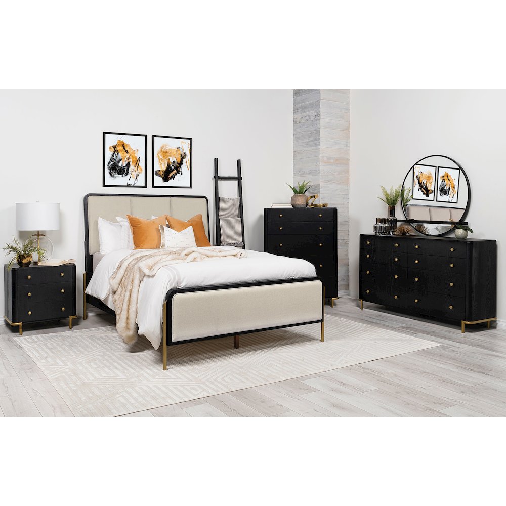 Arini 56-inch Eastern King Panel Bed Cream and Black. Picture 9
