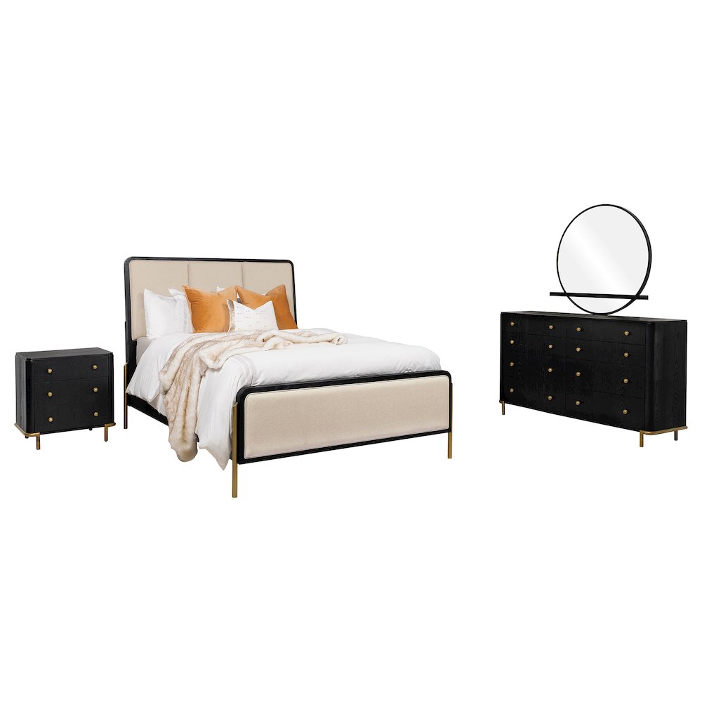 Arini 4-piece Eastern King Bedroom Set Cream and Black. Picture 2