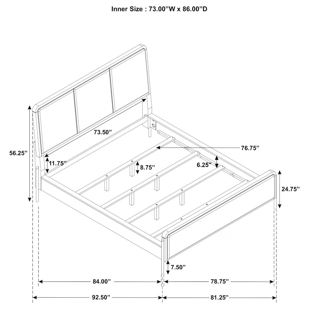 Arini 56-inch California King Panel Bed Cream and Black. Picture 8