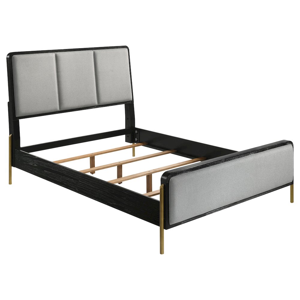 Arini Upholstered Queen Panel Bed Black and Grey. Picture 1