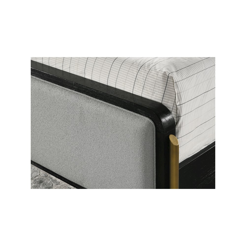 Arini Upholstered Queen Panel Bed Black and Grey. Picture 9