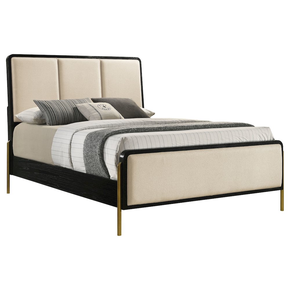 Arini 56-inch Queen Panel Bed Cream and Black. Picture 3