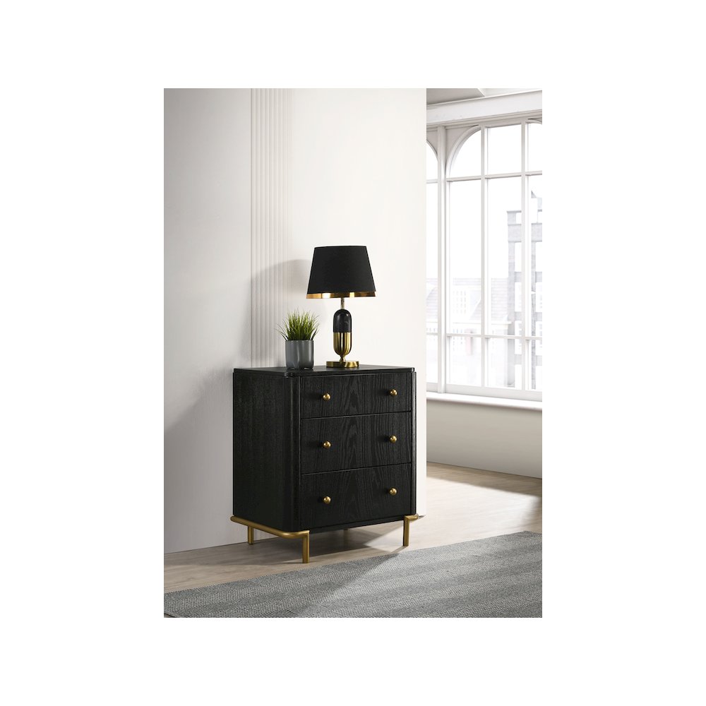 Arini 3-drawer Nightstand Black. Picture 10