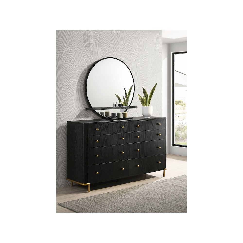 Arini 8-drawer Dresser with Mirror Black. Picture 10