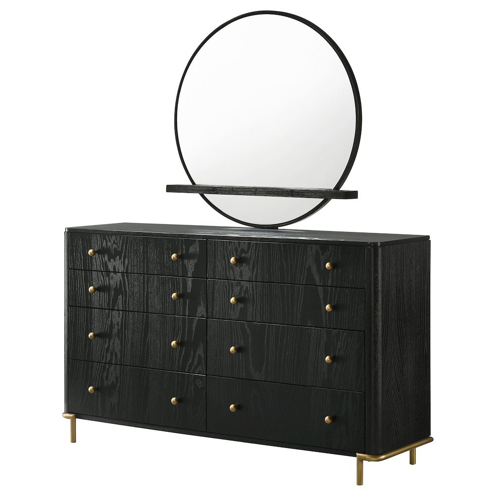Arini 8-drawer Dresser with Mirror Black. Picture 4