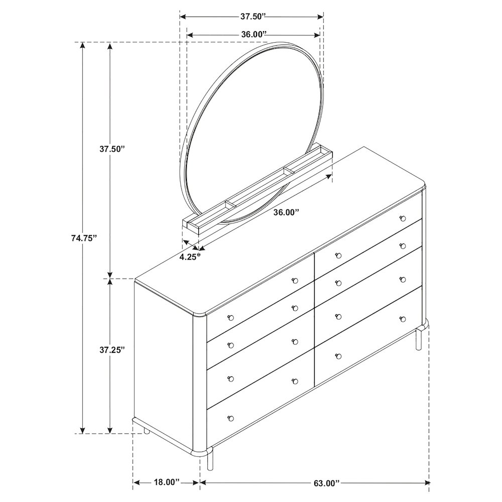 Arini 8-drawer Dresser with Mirror Black. Picture 16